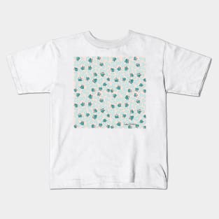 Pastel Blue Bunnies and Sky Blue Carrots on Cotton Candy Pink Easter Pattern Kids T-Shirt